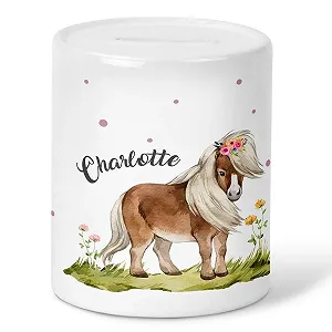 Дитяча скарбничка Mikalino З мотивом коня Керамічна Персоналізована - Фото 1