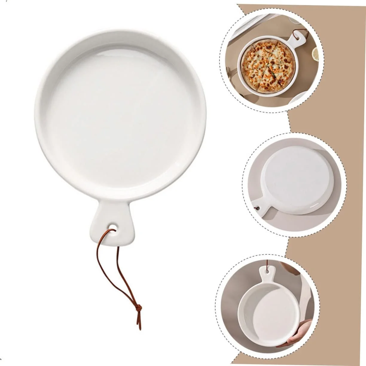 Форма для піци керамічна кругла з ручкою, фото №3