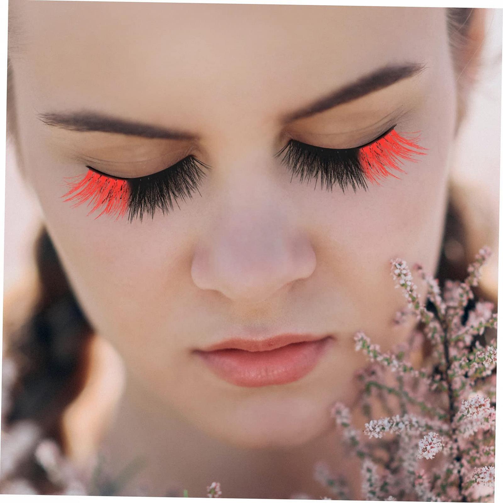 Штучні вії Angoily 10 пар Кольорові Імітація норкових Червоний, фото №5