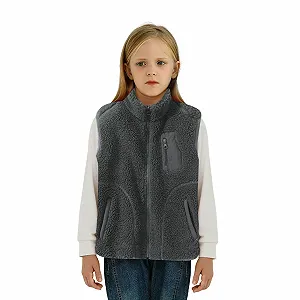 Жилет Teddy Fleece Детский Девочки Зимний Безрукавка стеганый Детский Флисовая Куртка Без рукавов на молнии Пушистый Жилет Куртка Плюшевый Жилет Переходная Куртка Верхняя одежда Флисовый Жилет - Фото 1