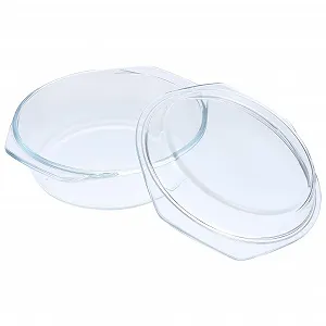 Форма для запекания Garneck стеклянная с крышкой круглая Прозрачная - Фото 1
