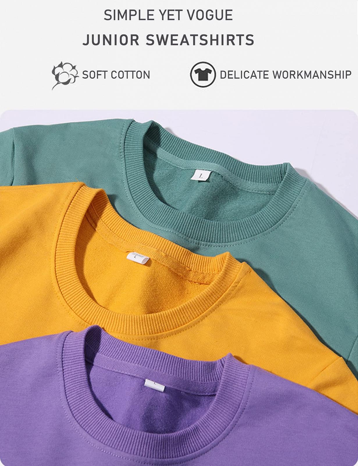 Подростковый свитшот Kiench для мальчиков и девочек, базовый пуловер с круглым вырезом, хлопок, фото №4