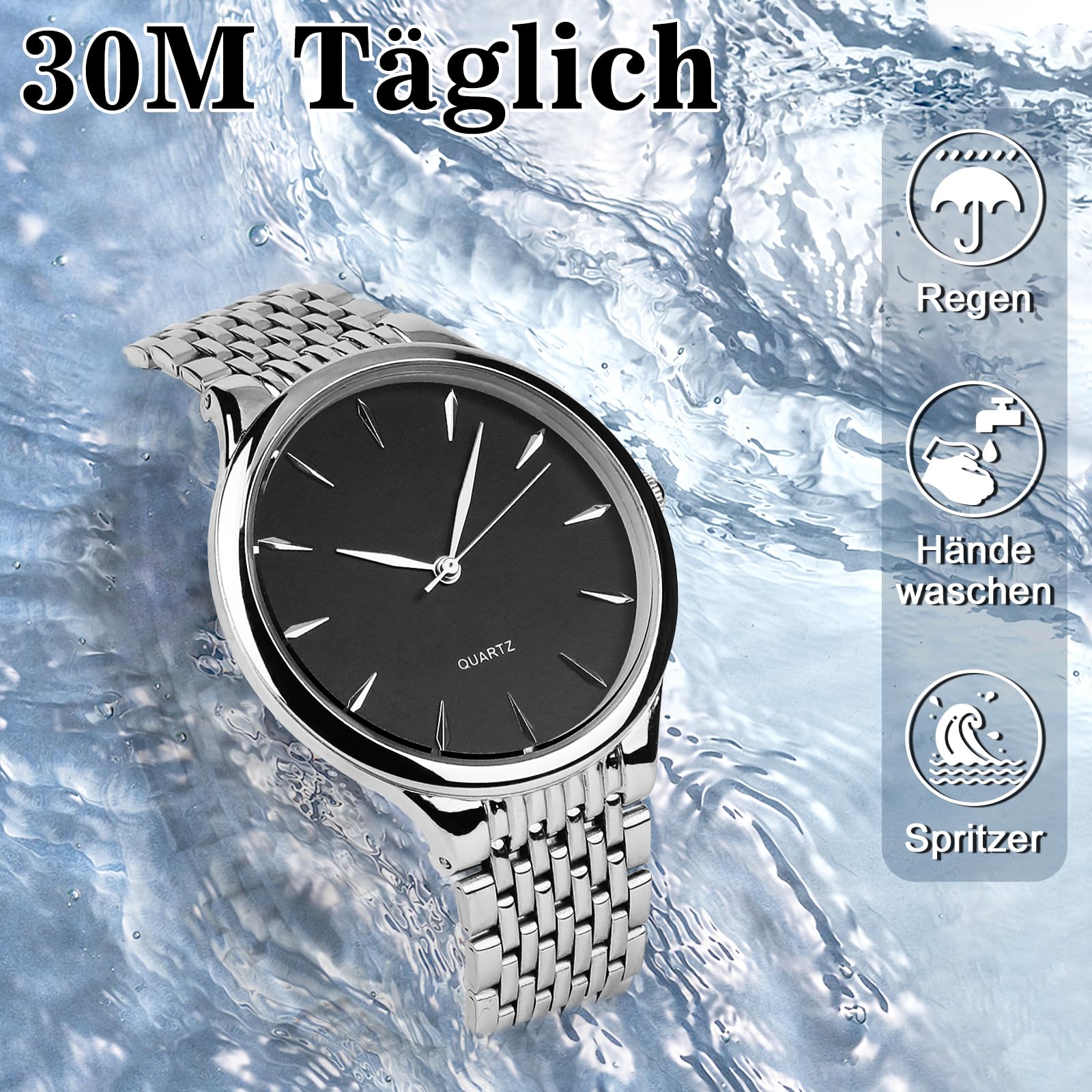 Аналоговий годинник GUUMUXIN, 27 мм, сріблястий, фото №4 Аналоговий годинник GUUMUXIN, 27 мм, сріблястий, фото №4