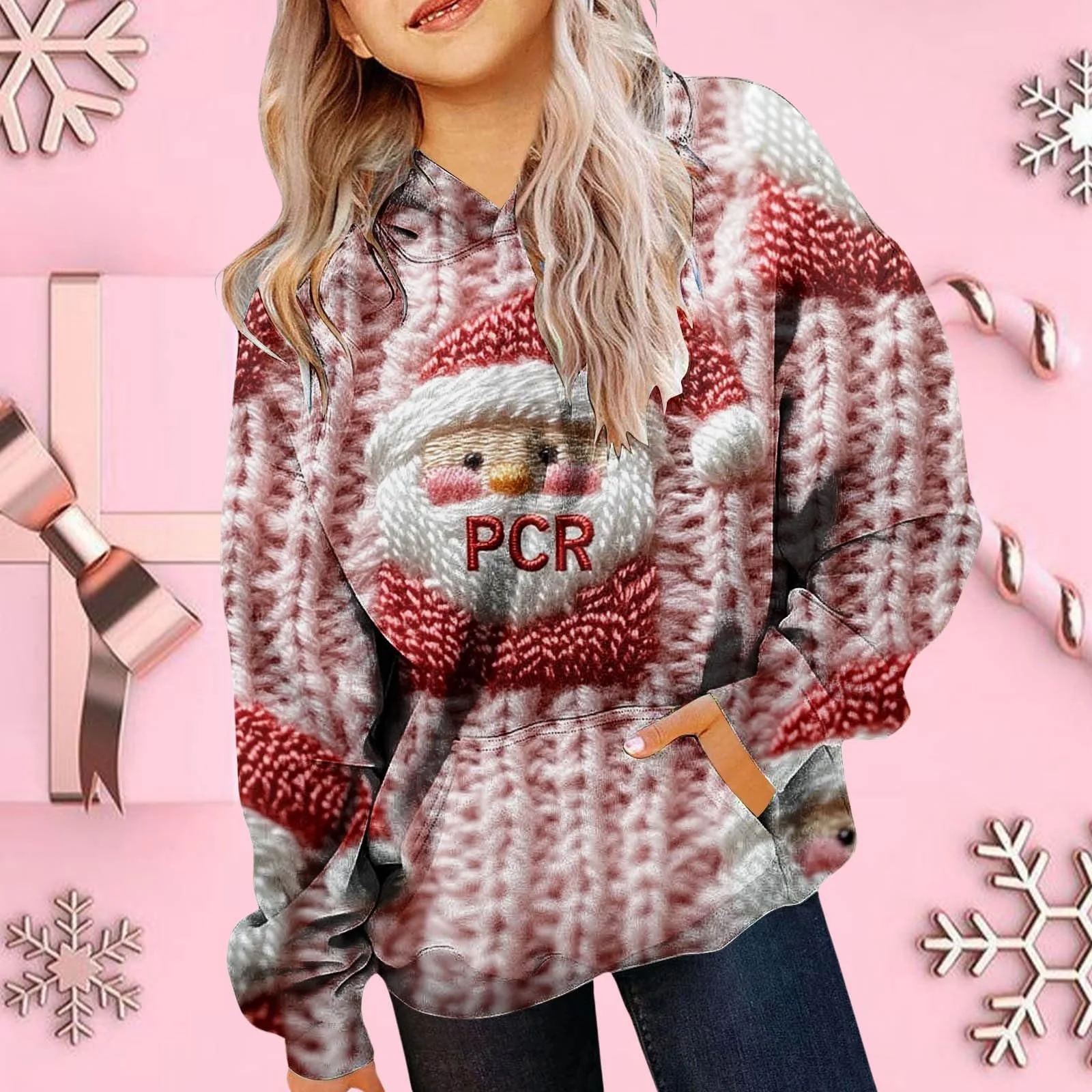 Худі Дівчинкам, Різдвяний, М'який світшот з Довгими Рукавами, Різдвяний Принт, фото №3