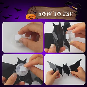 Настінна наклейка Halloween 3D Bat LED Lights 36 шт. synthetic.ua - Фото 1