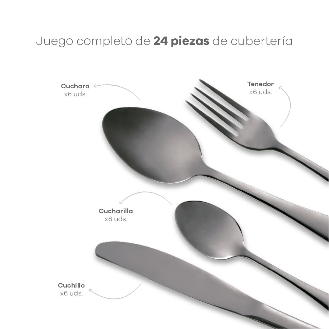 Набор столовых приборов Bergner 24 предмета нержавеющая сталь глянцевая нержавеющая сталь черный, фото №2 Набор столовых приборов Bergner 24 предмета нержавеющая сталь глянцевая нержавеющая сталь черный, фото №2