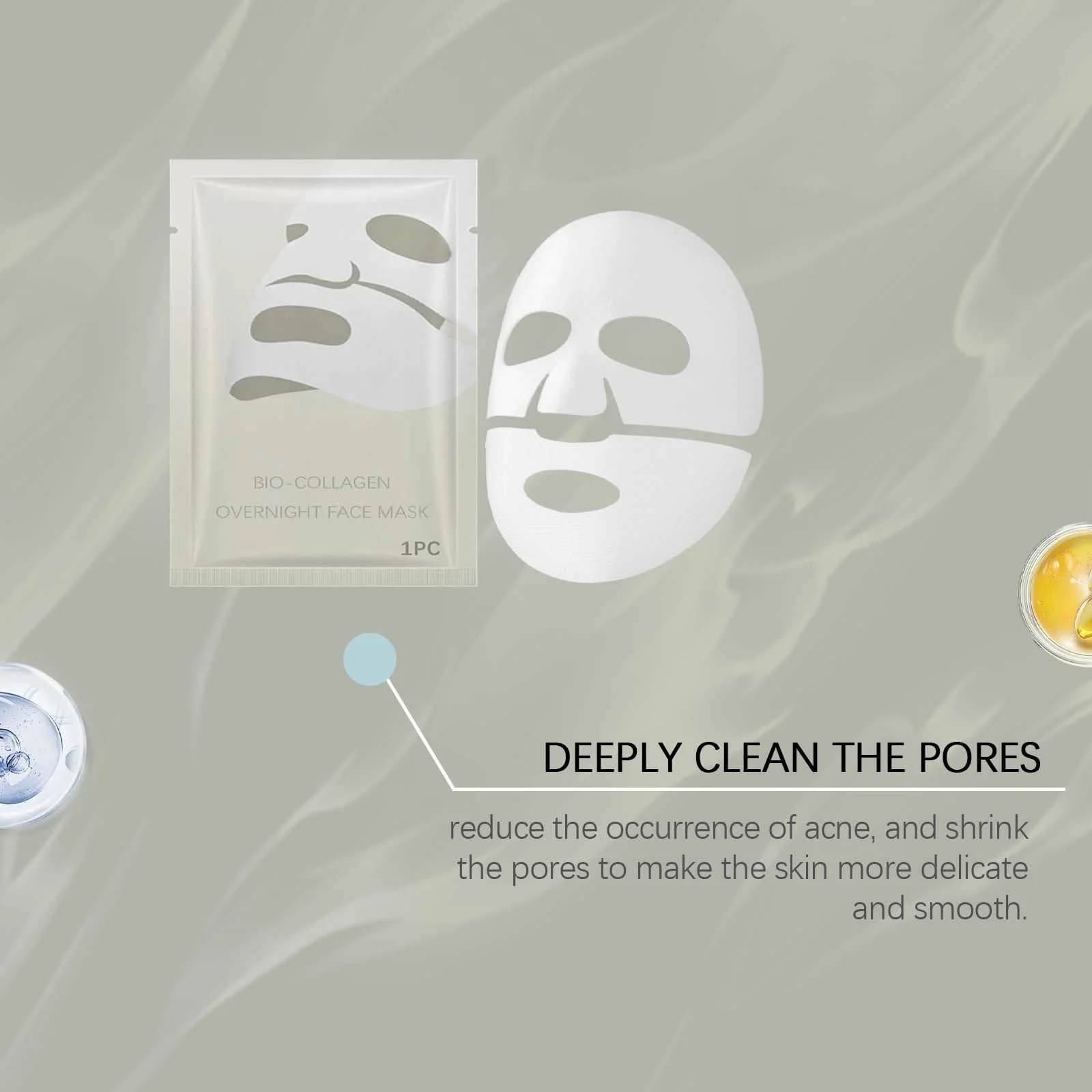 Маска Luuma Collagen, Нічна маска з колагеном, Зволожуюча нічна маска для обличчя (8 штук), фото №5