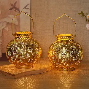 Настільна лампа TRIROCKS Набір з 2 шт. Марокканський стиль 18 см На батарейках Бездротова LED Gold synthetic.ua - Фото 1