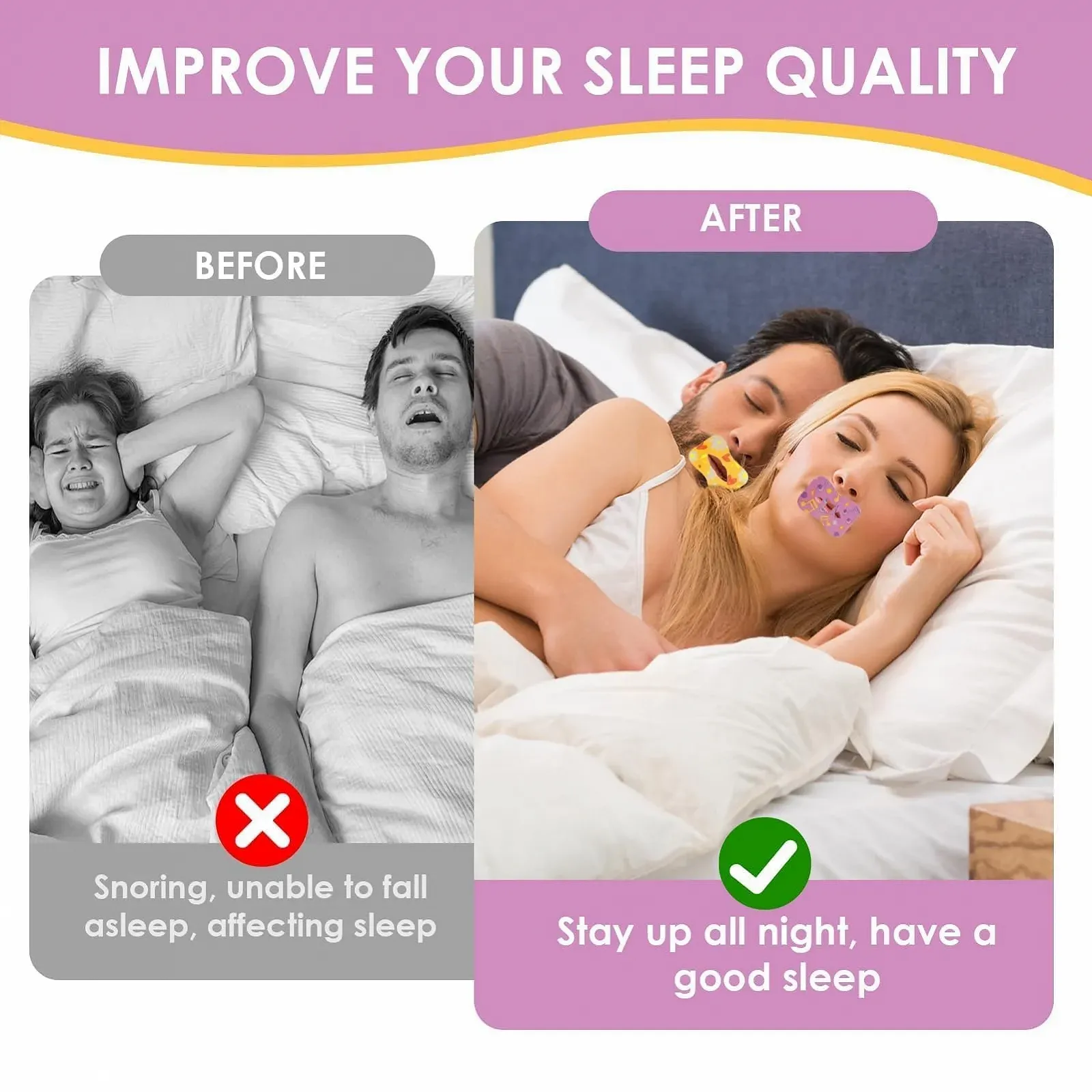 Пластирі для рота для сну 60 шт, М'яка стрічка, фото №3