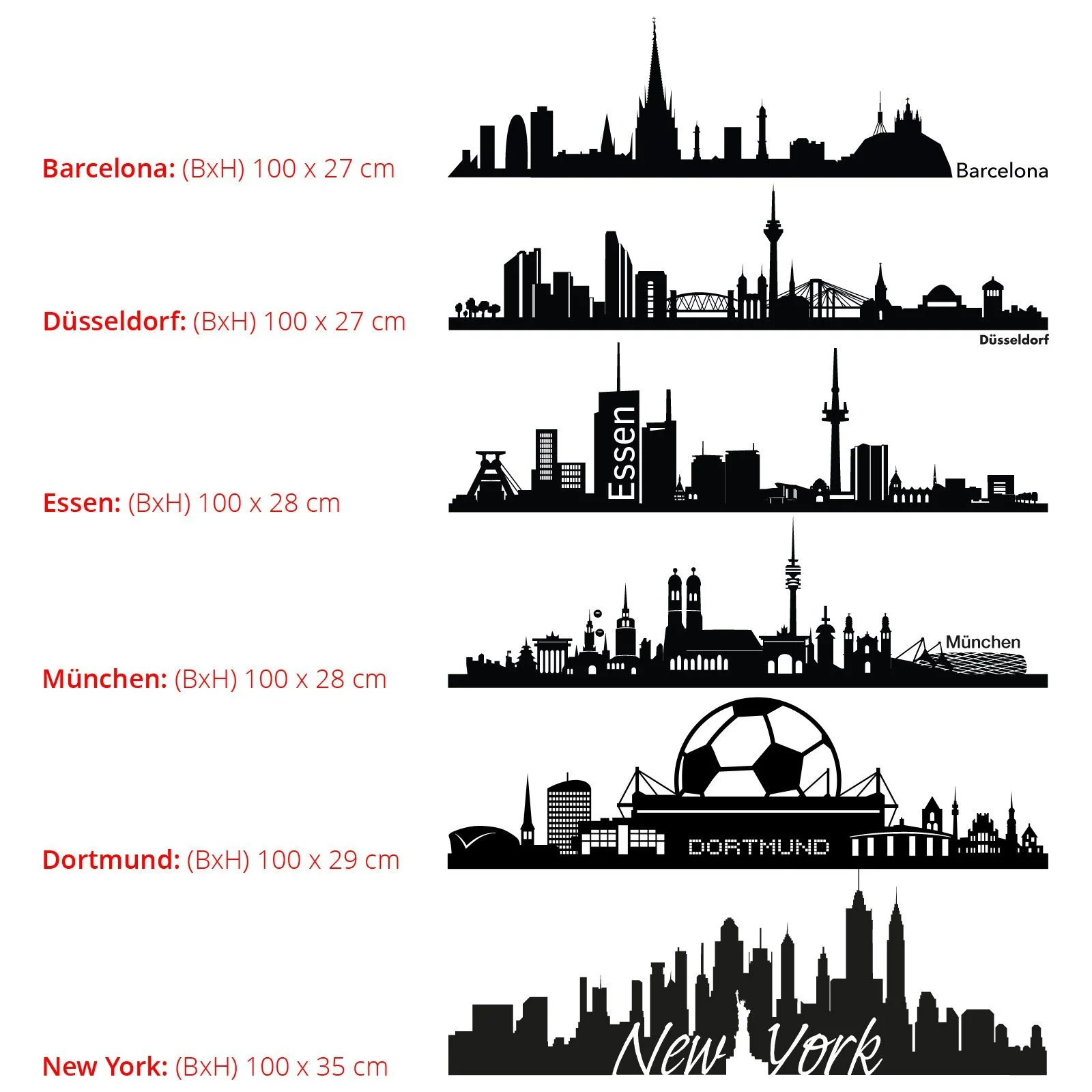 Наклейка на стіну Скайлайн Дортмунда W3291 100 x 29 см Чорна, фото №5 Наклейка на стіну Скайлайн Дортмунда W3291 100 x 29 см Чорна, фото №5