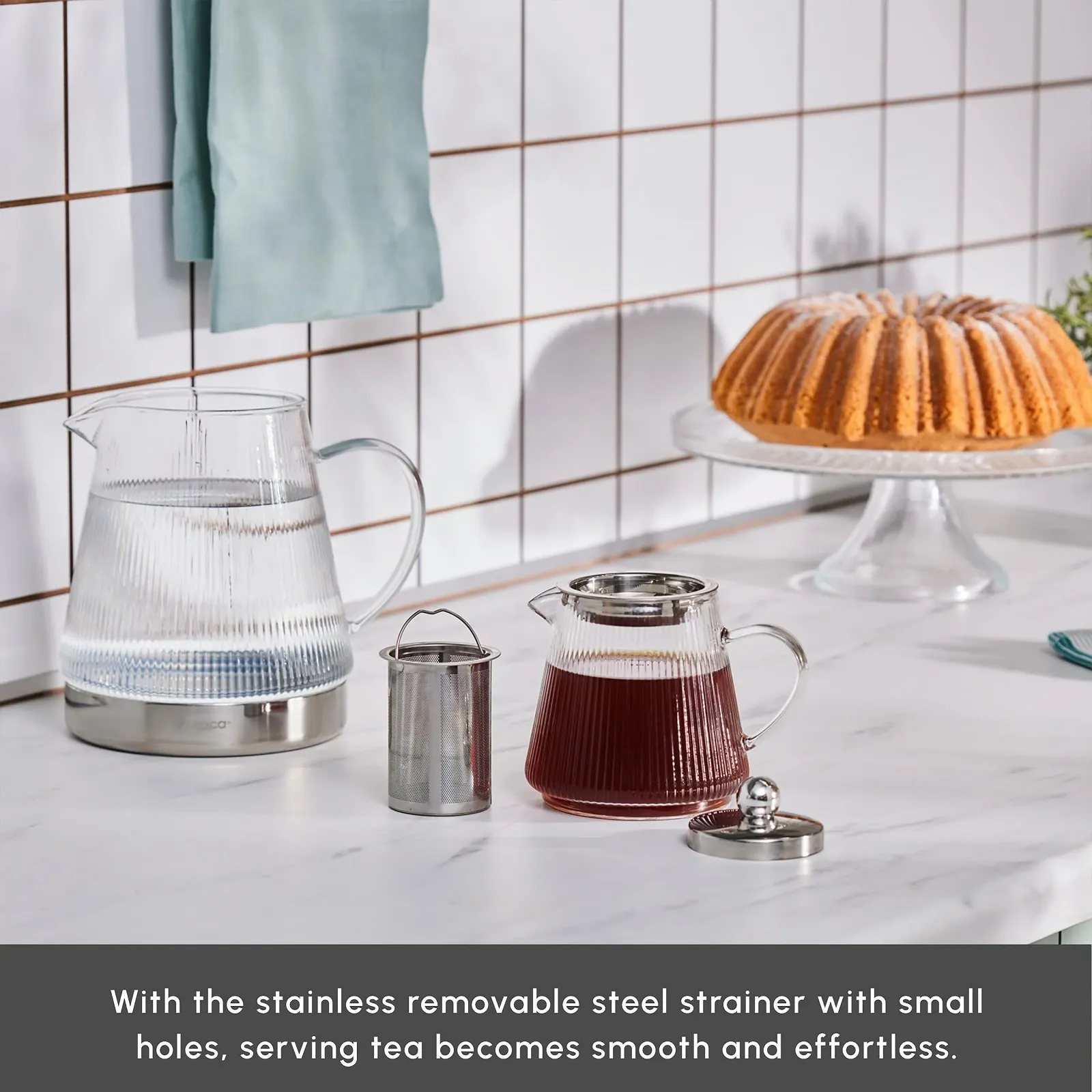 Чайник-заварник Karaca Keops Боросилікатне скло 1,5 л та Скляний, фото №8