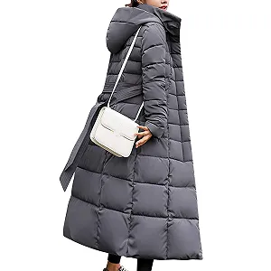 Женская зимняя куртка Laemilia Длинная с капюшоном, теплое пуховое synthetic.ua - Фото 1