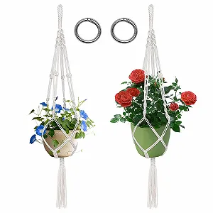 Набор подвесных корзин макраме 2 шт. Хлопковая веревка 105 см - Фото 1