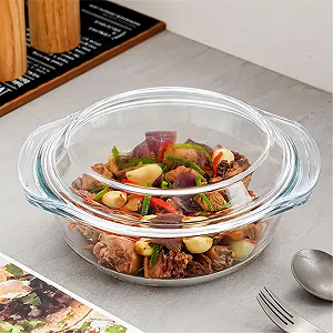 Скляна форма для запікання Кругла з кришкою 23.7 см 1500 мл synthetic.ua - Фото 1