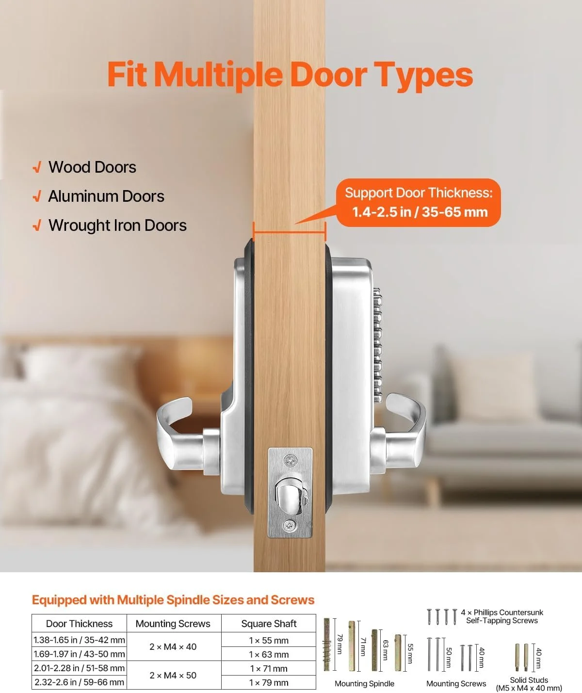 Кодовий замок для вхідних дверей VEVOR OL-209D2-BB-C-03, фото №3