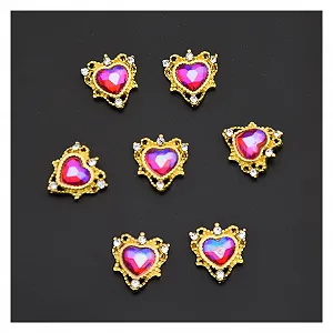 3D Украшение для ногтей yaoqijie, сплав, стразы, сердце, ромб, кристалл, бриллианты, камни, титан, 100 шт - Фото 1