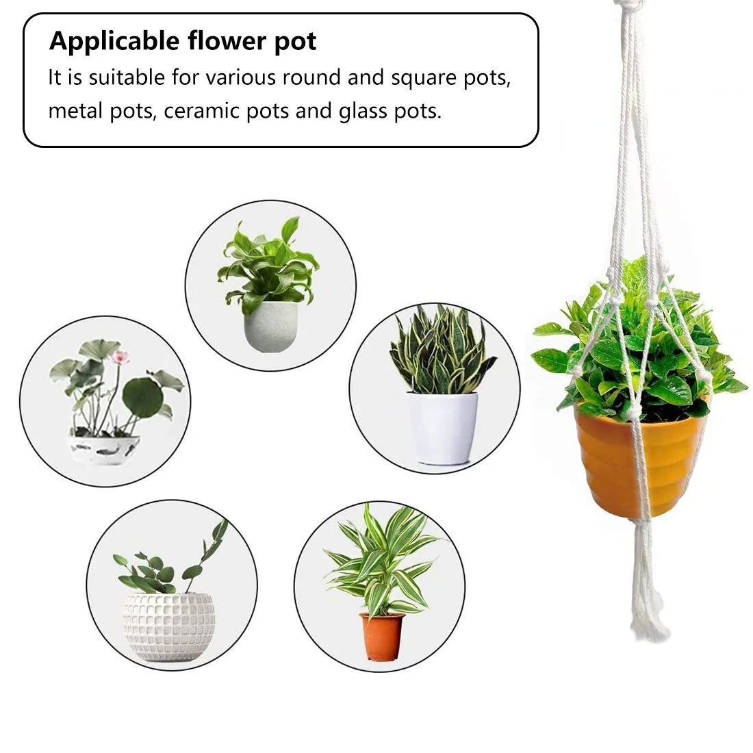 Набор подвесных корзин макраме CYH 6 шт., фото №4