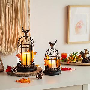 Подсвечник Sziqiqi Bird Cage Decorative Shabby Chic 27 cm / 37 cm Black Metal Set of 2 synthetic.ua - Фото 1