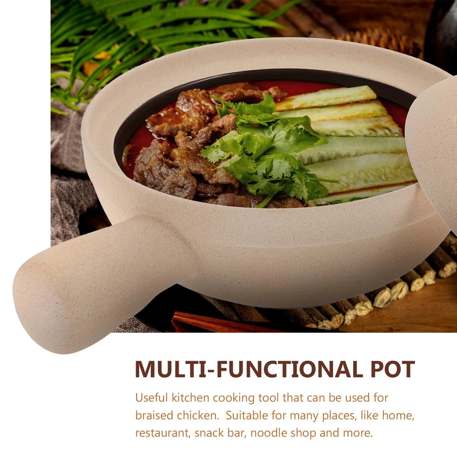 Горшок Sewroro керамический с крышкой и одной ручкой термостойкий, фото №8