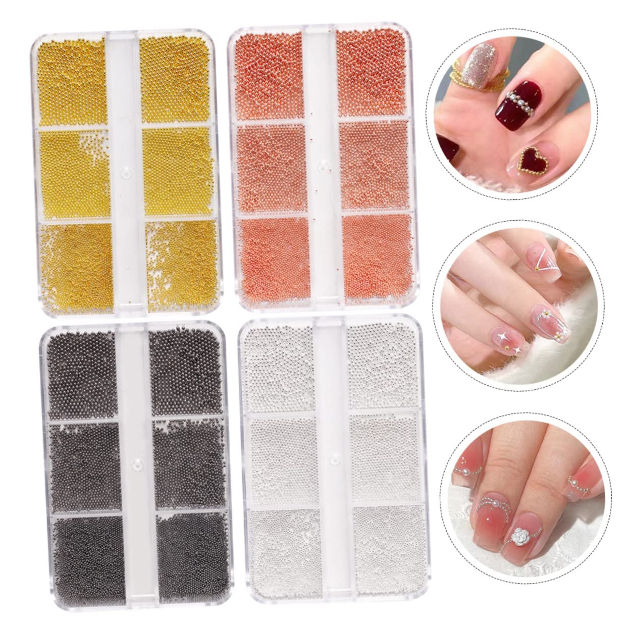 Круглі міні-кульки WOONEKY, 4 коробки, декоративні сталеві, фото №3