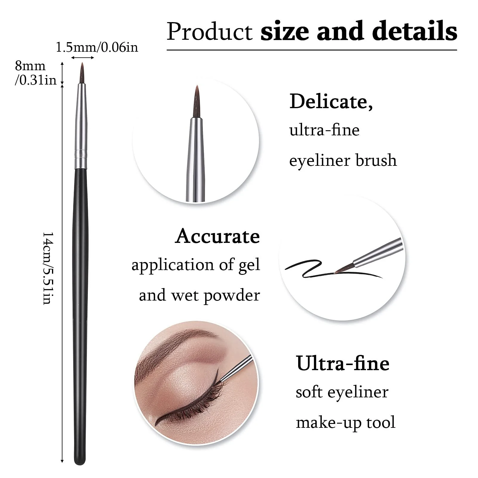 Набор кистей Lusofie 3 шт. для подводки для глаз, фото №3 Набор кистей Lusofie 3 шт. для подводки для глаз, фото №3