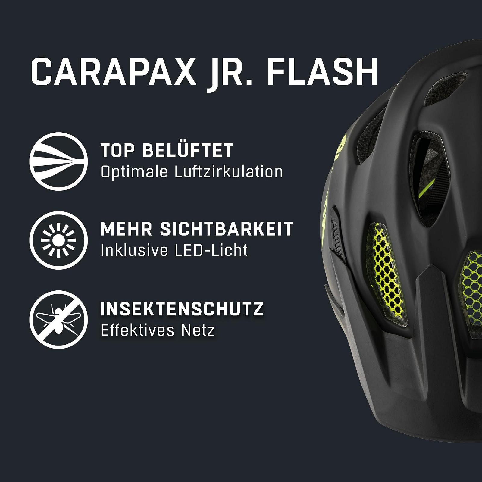 Шлем ALPINA Carapax JR. Flash Illuminated, легкий, безопасный, со светодиодом и сеткой от насекомых, детский, фото №2
