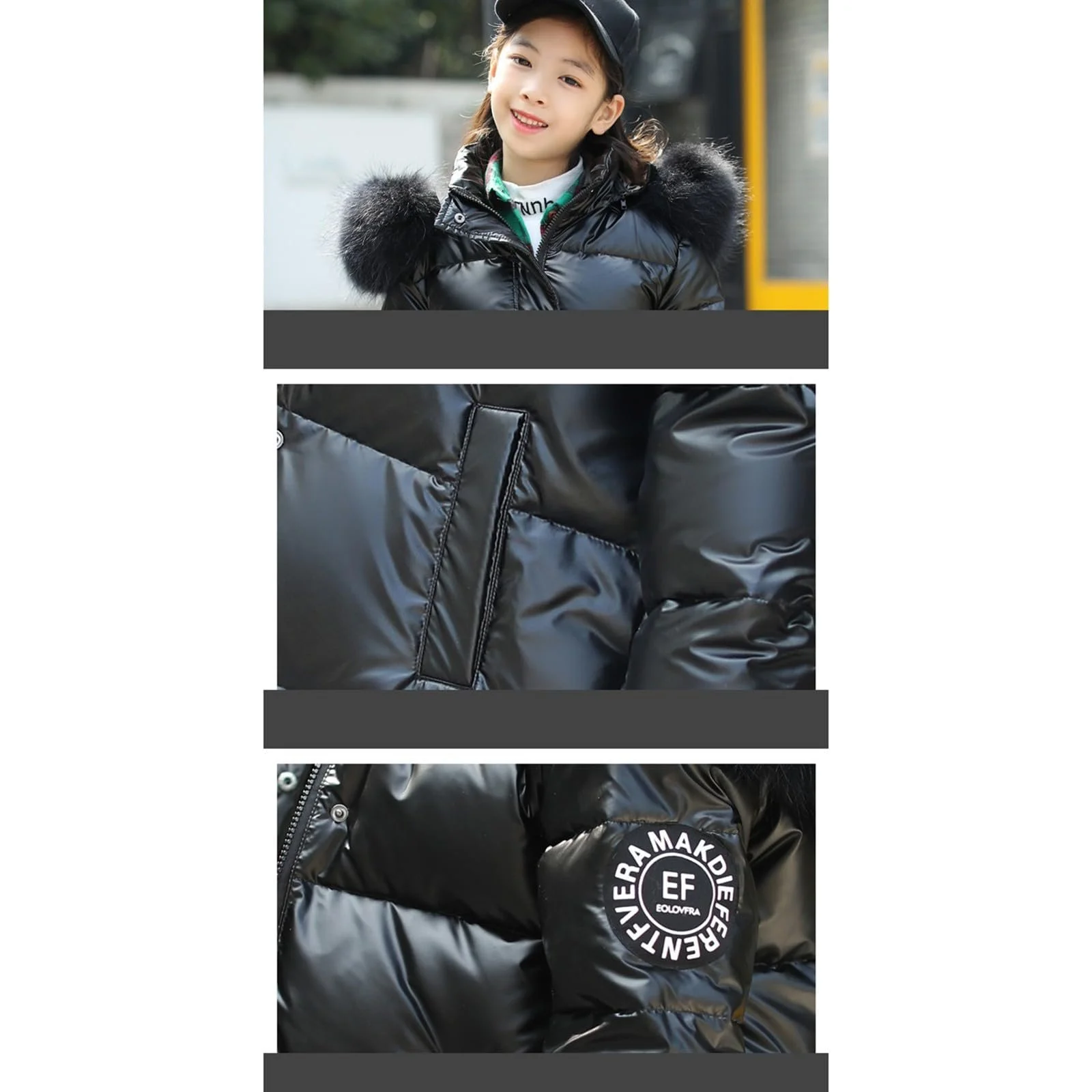 Лижна куртка Generisch для дівчат, Зимове пальто для дівчат, Водовідштовхувальний капюшон, фото №6