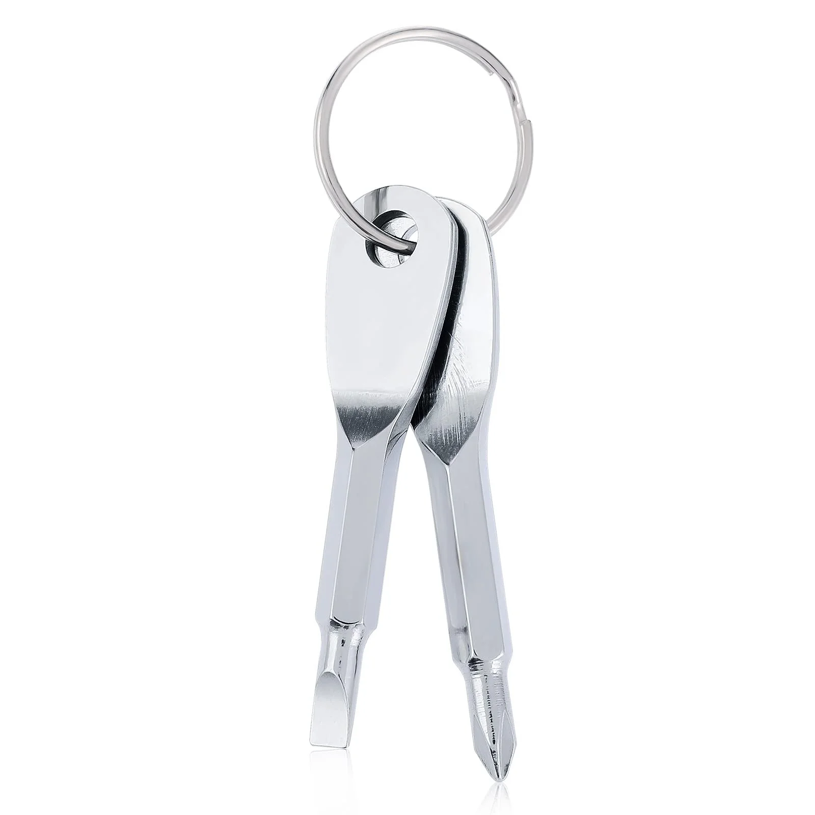 Брелок викрутка Cobee багатоцільова 2 штуки плоска хрестова міні срібний, фото №1