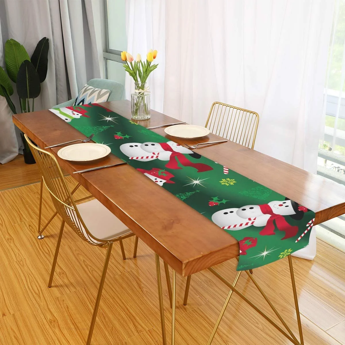 Настільна доріжка ZZCDD Snowman Long Heat Resistant Washable 13 x 70 дюймів, фото №1