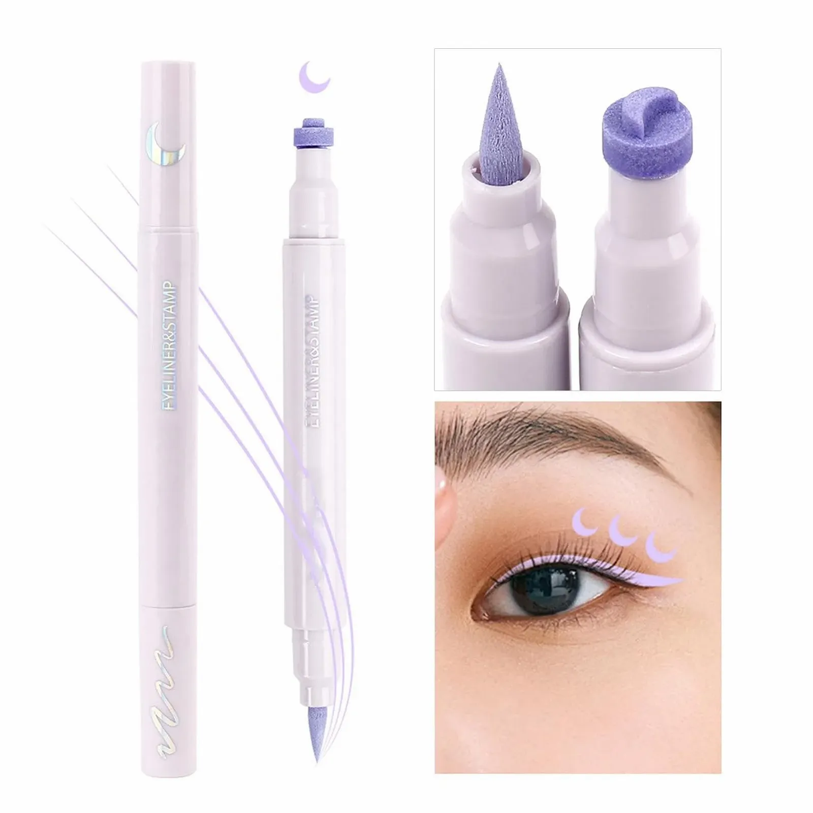 Підводка для очей двостороння з штампом, кольорова, водостійка, стійка, фото №6 Підводка для очей двостороння з штампом, кольорова, водостійка, стійка, фото №6