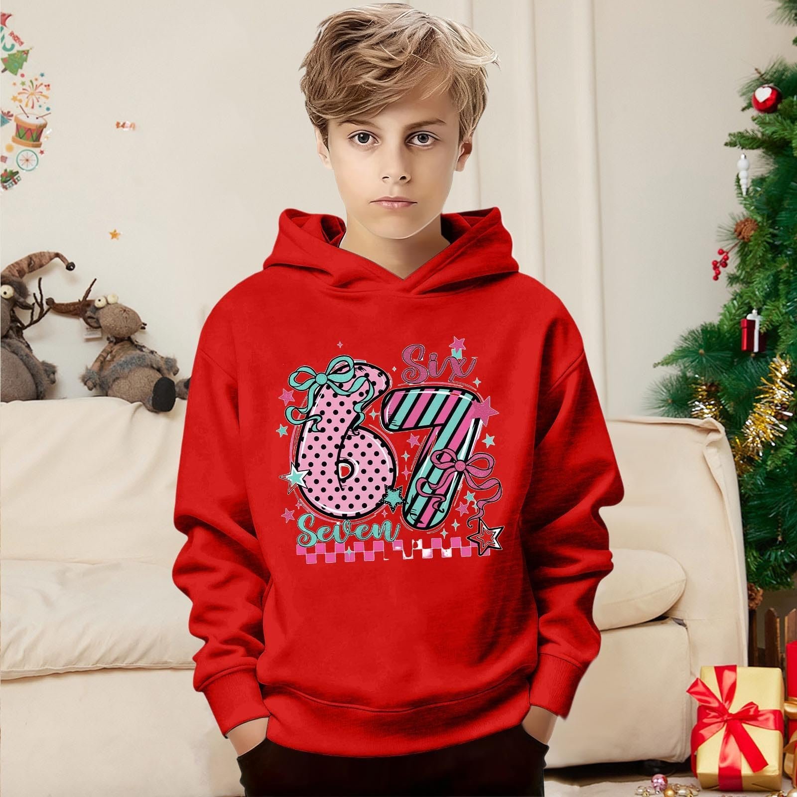 Худи Generisch для девочки Мягкий Флис Теплый Дышащий Удобный с рисунками Длинный рукав, фото №4