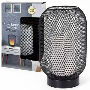 Настільна лампа LED MIJOMA з ефектом мерехтіння Декоративна свічка в металевій сітці Тепле біле світло Висота 25 см Чорна - Фото 1
