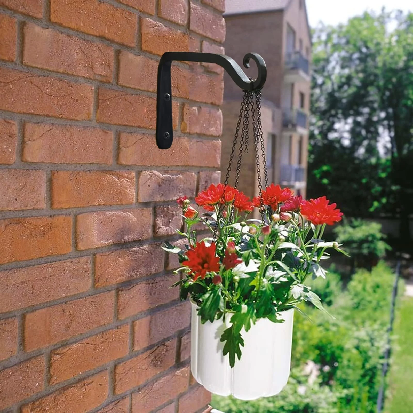 Кронштейн для підвісного кошика Подовжена версія Набір 2 шт. 15 x 10 см Залізний Чорний, фото №6