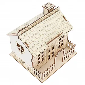 Декоративна скарбничка-будиночок Дерев'яна вілла з LED підсвіткою DIY synthetic.ua - Фото 1