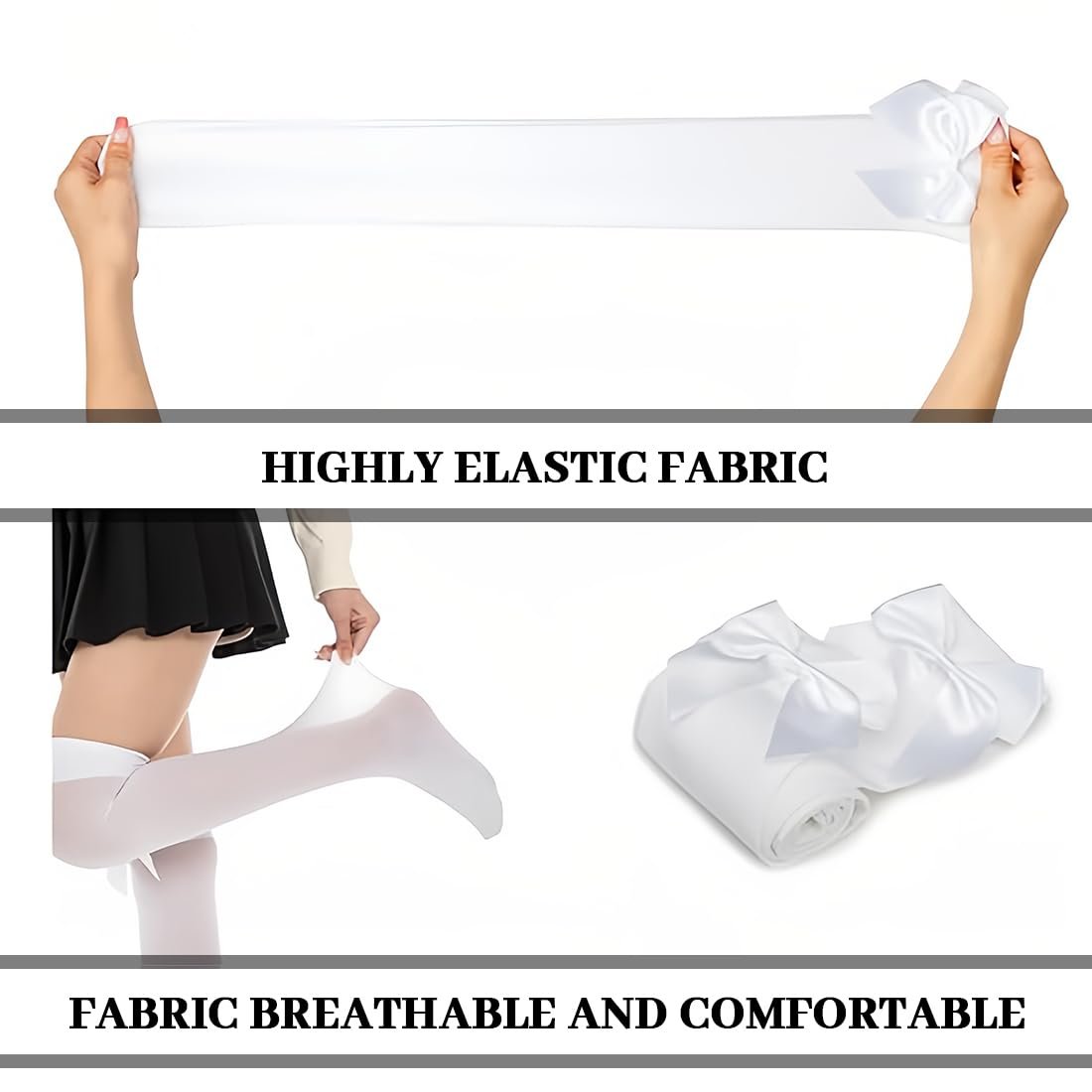 Чулки Overknee Женские 4 пары Белый, Черный, фото №2