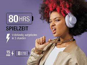 Беспроводные наушники Fresh 'n Rebel Clam 2 Over-Ear Bluetooth 80 часов воспроизведения с микрофоном складные режим окружающего звука быстрая зарядка аудиовход веганская кожа (Dreamy Lilac) synthetic.ua - Фото 1
