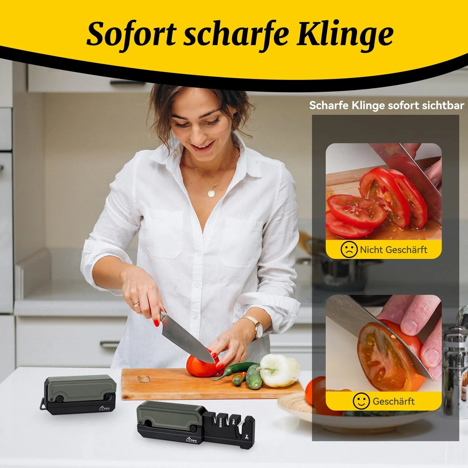 Точило для ножів Hotec розкладна ABS кераміка та вольфрамова сталь чорна, фото №4