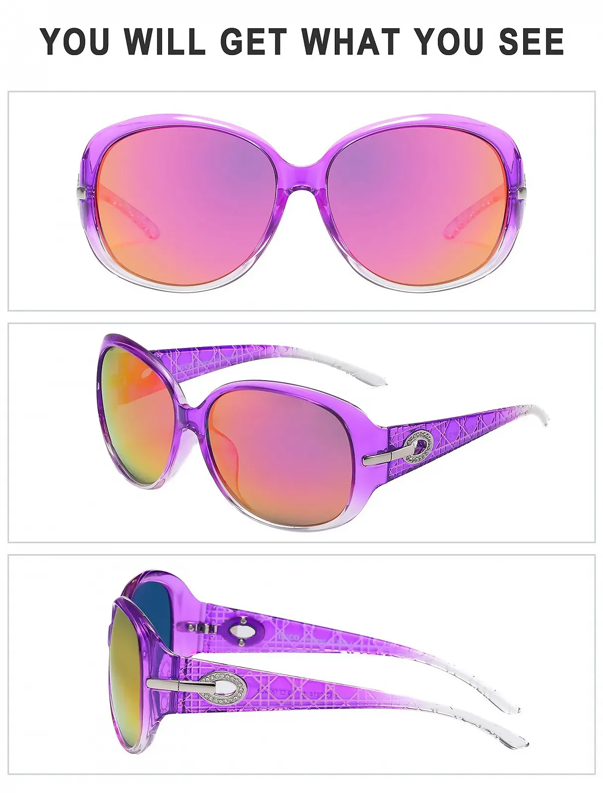 Винтажные очки DUCO для женщин Ретро-очки с защитой UV400 Классическая оправа Дизайнерский стиль 6214, фото №2