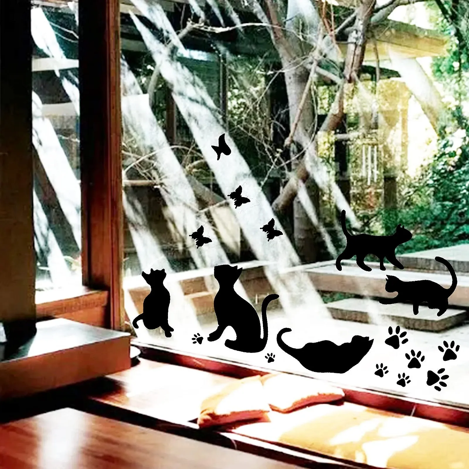 Настінна наклейка 5 Black Cat Stickers Paw Patrol Party Кішки Метелики Чорний, фото №7