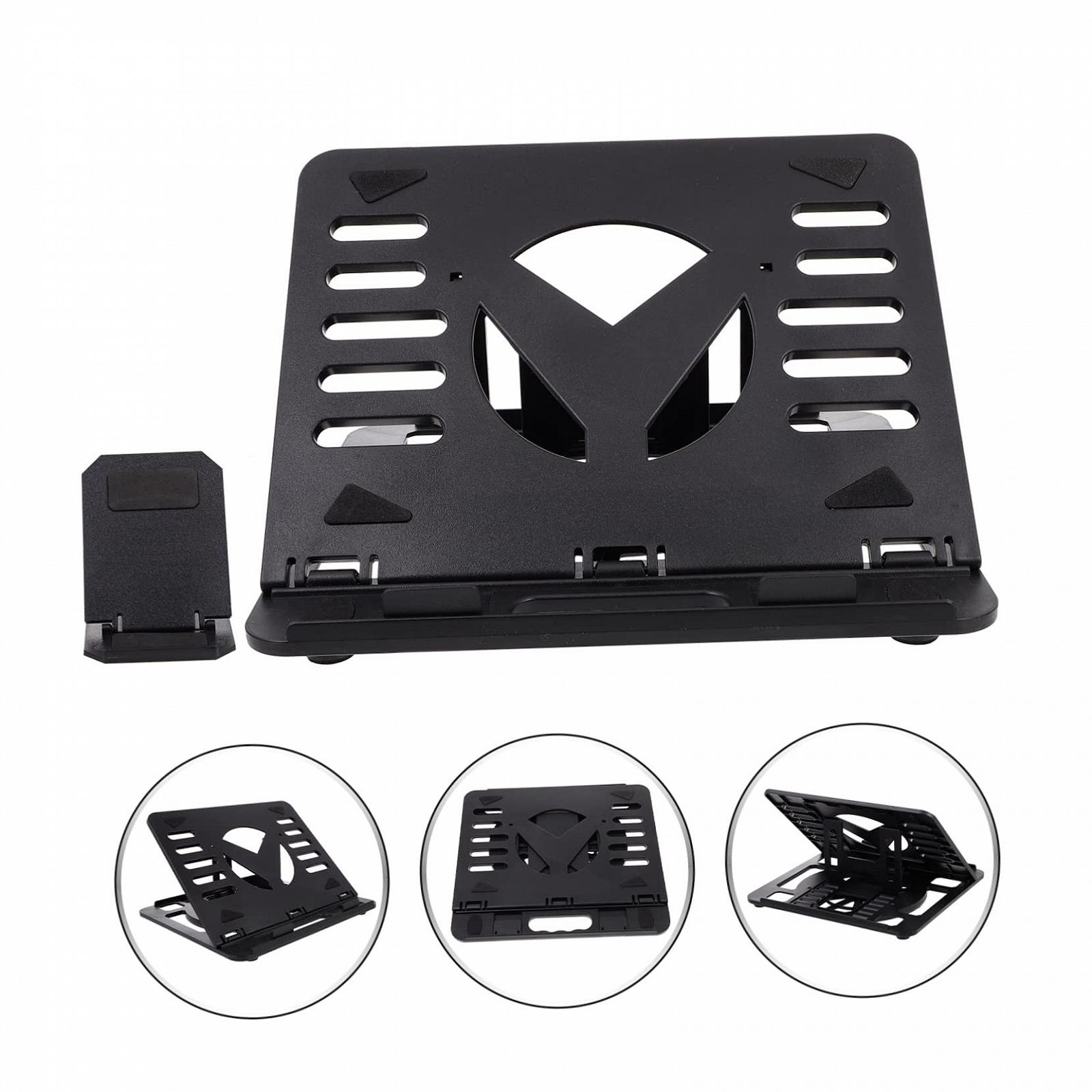 Підставка для ноутбука складана з обертовою основою портативна регульована по висоті з тримачем для телефона ефективне відведення тепла ергономічна, фото №5