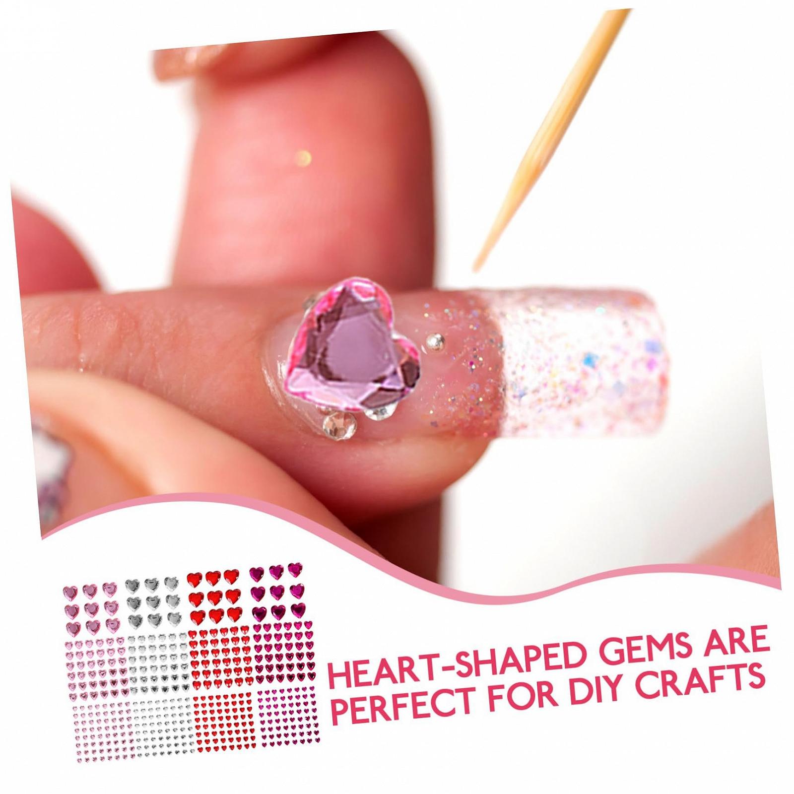 Наклейки стразы сердце Beavorty, 12 листов, акрил, фото №4