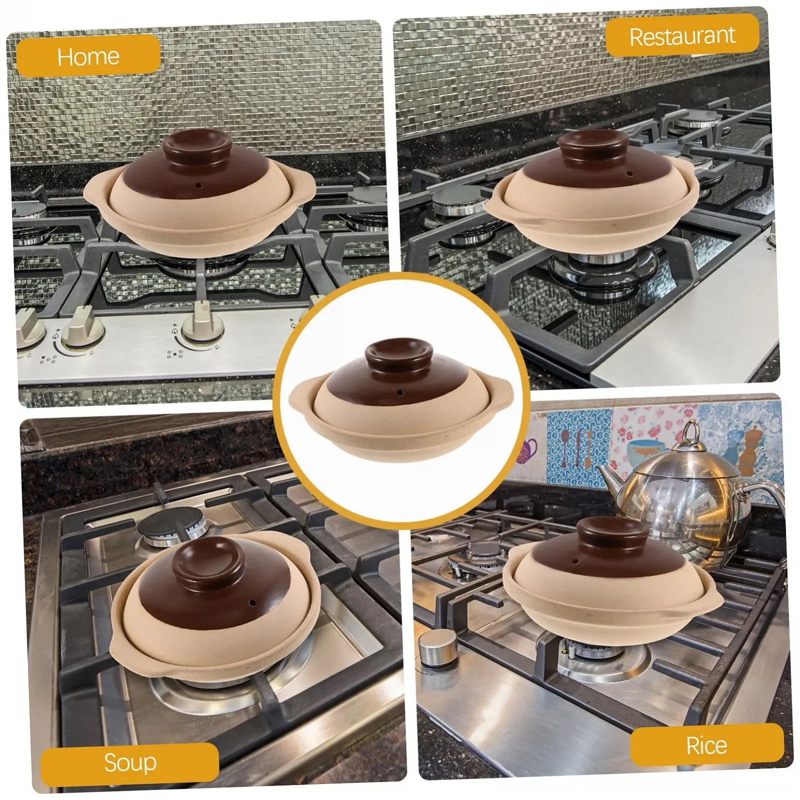 Кастрюля VALICLUD керамическая термостойкая с нескользящей ручкой, фото №4