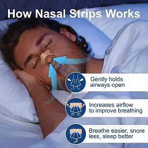 Пластир для носа проти хропіння, 60 шт.  для кращого дихання, протихропіння для сну та спорту synthetic.ua - Фото 1