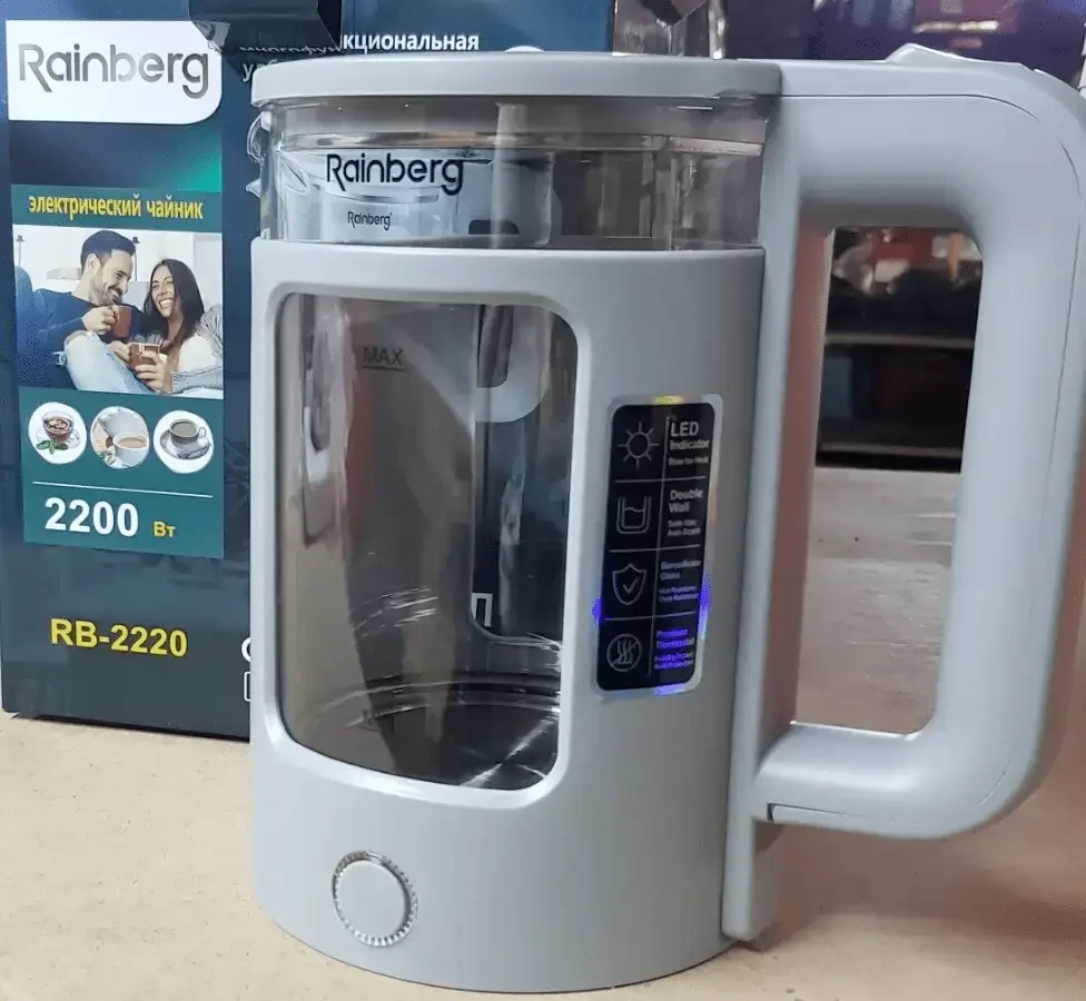 Дисковый прозрачный электрочайник Rainberg RB-2220 Стеклянный электрический чайник с подсветкой 2200W, фото №4 Дисковый прозрачный электрочайник Rainberg RB-2220 Стеклянный электрический чайник с подсветкой 2200W, фото №4