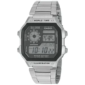 Годинник наручний Casio Sports для чоловіків цифровий кварцовий AE-1200WHD-1A, Сірий/Металік, Спортивний - Фото 1