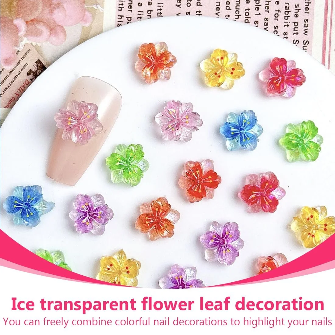 Квітка 3D Підвіски для нігтів Квіти Різнокольорові (П'ять кольорів), фото №4