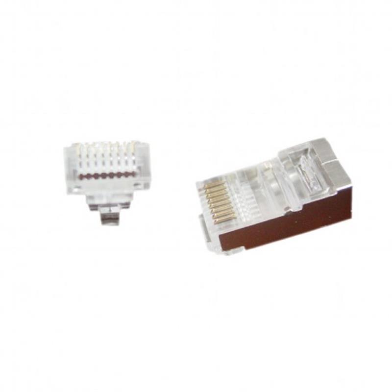 Коннектор RJ 45 Cablexpert (LC-PTF-01/10) экранированный, с золоченными контактами, со сквозными отверстиями (10 шт/уп), фото №1