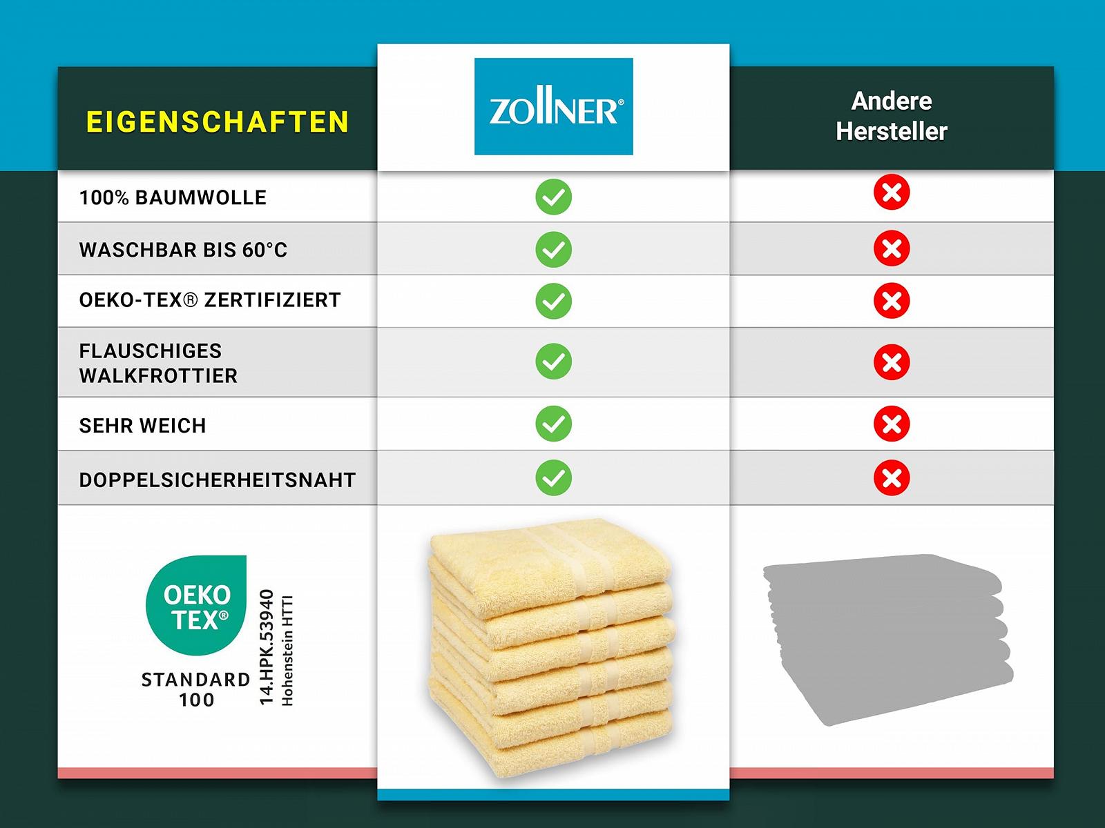 Набір рушників для рук ZOLLNER 6 штук 50 x 100 см 100% бавовна Yellow Hotel Quality, фото №6