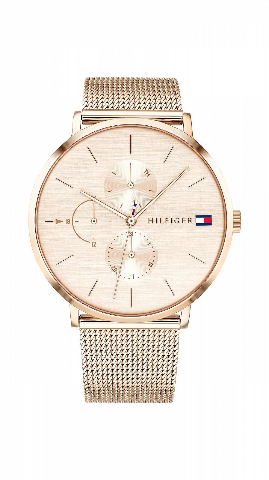 Женские многофункциональные кварцевые часы Tommy Hilfiger с 3 дополнительными циферблатами, водонепроницаемые до 3 ATM с кожаным или стальным браслетом в сетчатом или звеньевом дизайне, фото №1