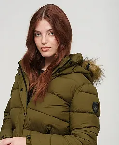 Куртка Superdry Пуховик з коротким капюшоном та штучним хутром Жіночий synthetic.ua - Фото 1
